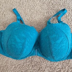 Torrid Vibrant Teal Lace Front Closure Push Up Bra